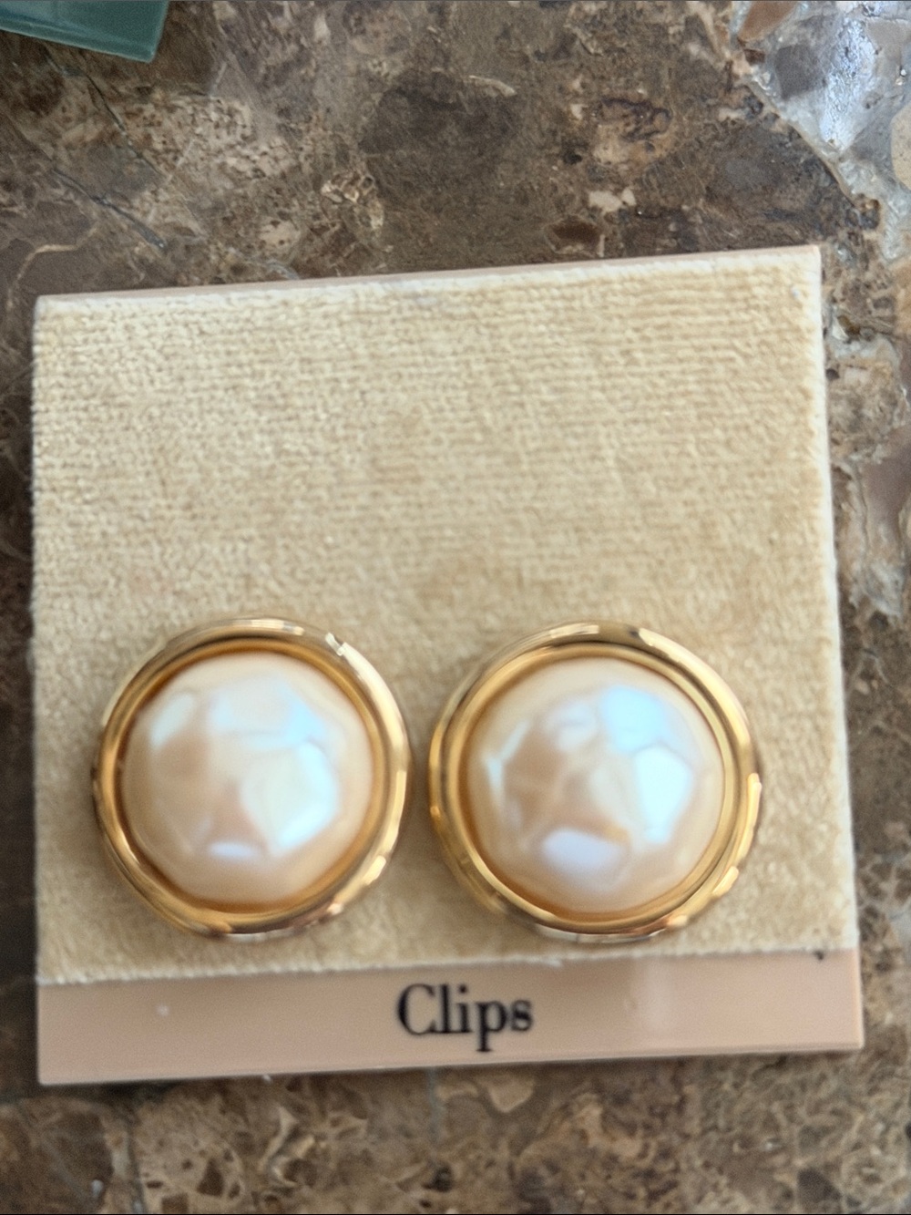 Talbots new Gold-Tone Pearl Clip-On Earrings - Classic Cream